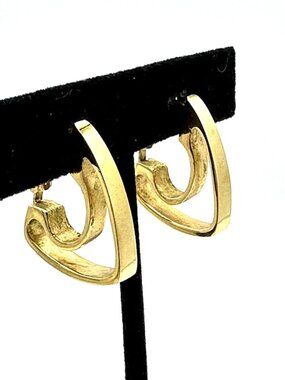 CROWN TRIFARI vintage earrings - gold-tone modernist MCM sculptural wearable art